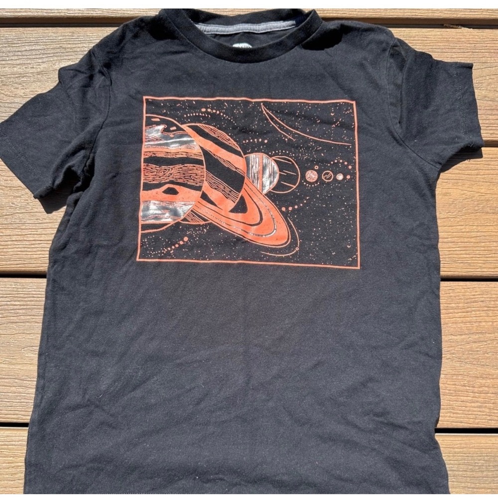 Old Navy Kids Black Planet Graphic T-Shirt Size M 8 Astronomy Space